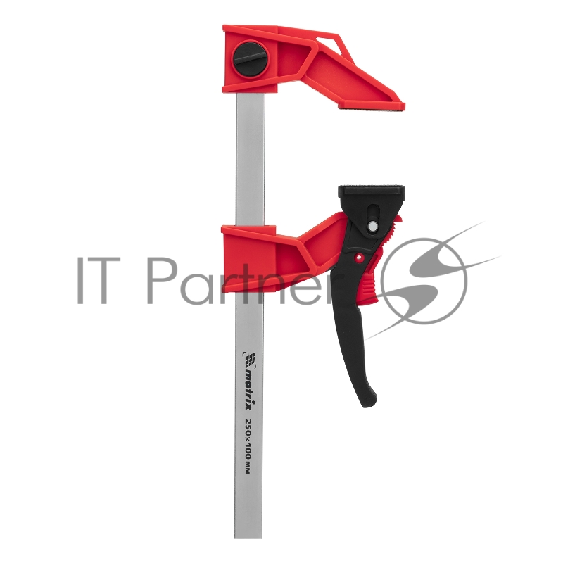 Струбцина реечная быстрозаж., усил., пл. корпус,рыч. храп. мех.,250х100х401мм,штанга 5х22мм// Matrix