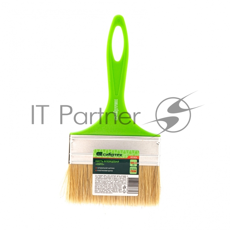 Кисть флейцевая Евро, 100*8, натуральная щетина, пластиковая ручка// Сибртех