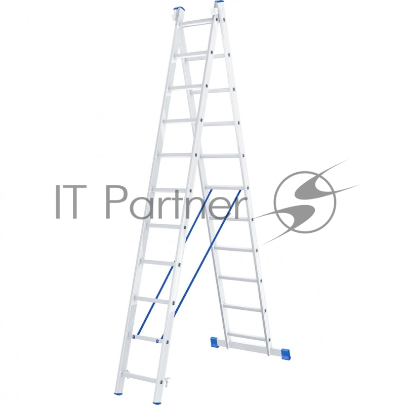 Лестница, 2 х 11 ступеней, алюминиевая, двухсекционная, Россия// Сибртех