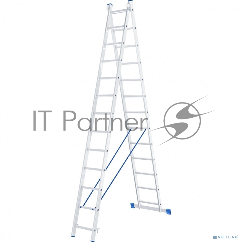 Лестница, 2 х 13 ступеней, алюминиевая, двухсекционная, Россия// Сибртех