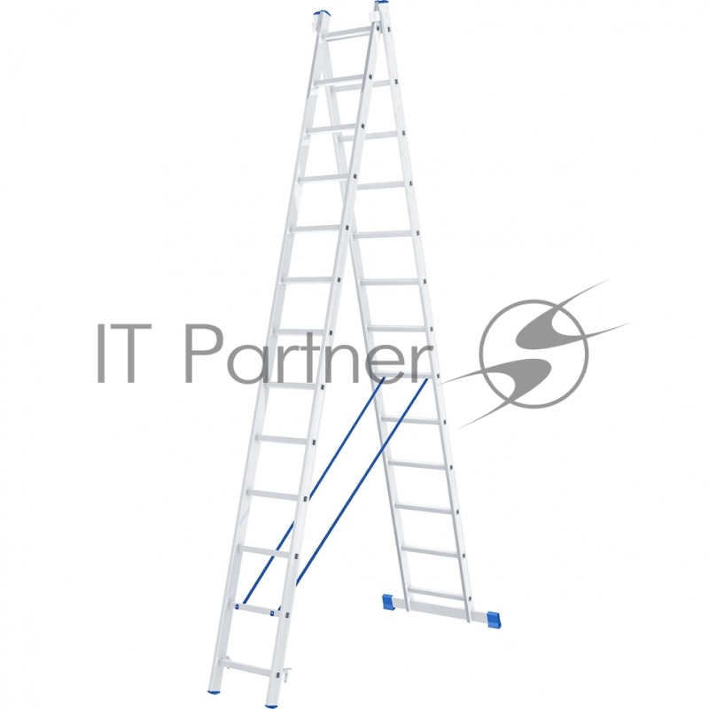 Лестница, 2 х 13 ступеней, алюминиевая, двухсекционная, Россия// Сибртех