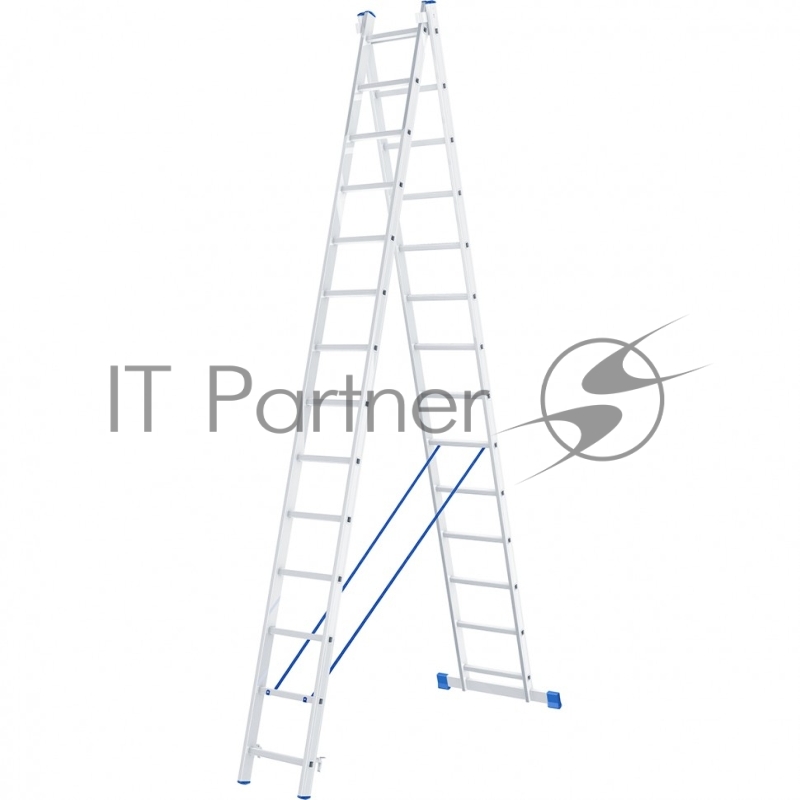 Лестница, 2 х 14 ступеней, алюминиевая, двухсекционная, Россия// Сибртех