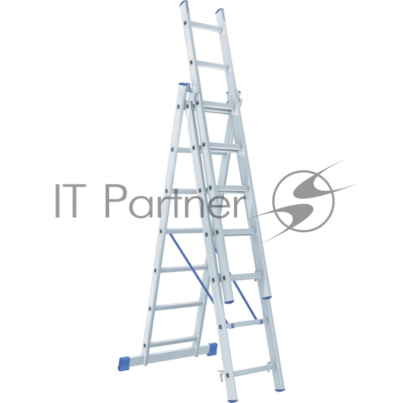 Лестница, 3 х 7 ступеней, алюминиевая, трехсекционная, Россия// Сибртех
