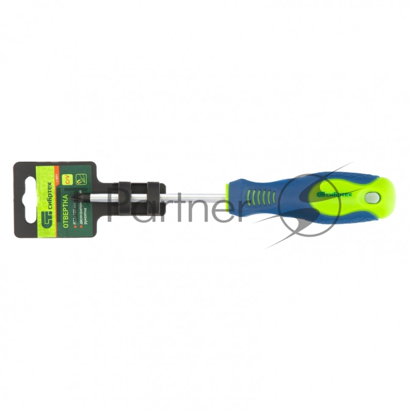 Отвертка, PZ2 х 100 мм, CrV, 2-х компонентная рукоятка// Сибртех