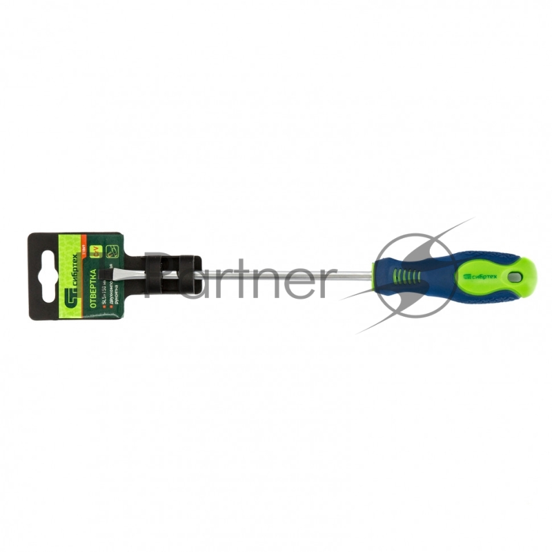 Отвертка, SL5,0 х 150 мм, CrV, 2-х компонентная рукоятка// Сибртех