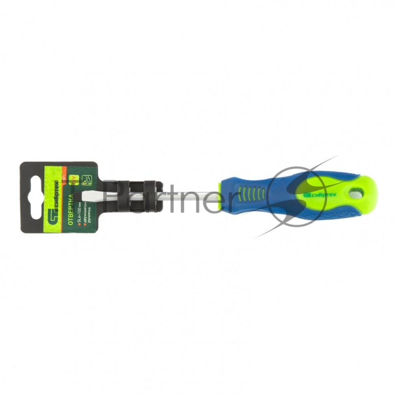 Отвертка, SL6,0 х 100 мм, CrV, 2-х компонентная рукоятка// Сибртех