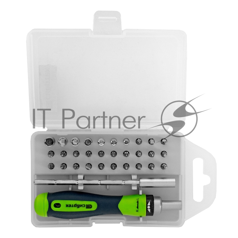 Отвертка реверсивная для точных работ с набором бит и торцевых головок, 32 предм., CrV// Сибртех