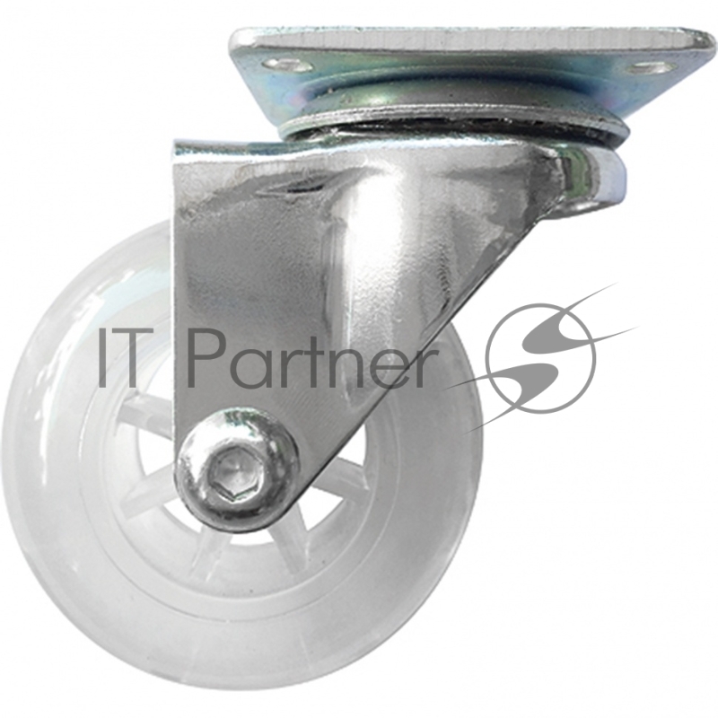 Колесо ПУ прозрачное поворотное d-50мм, крепление платформенное// Сибртех