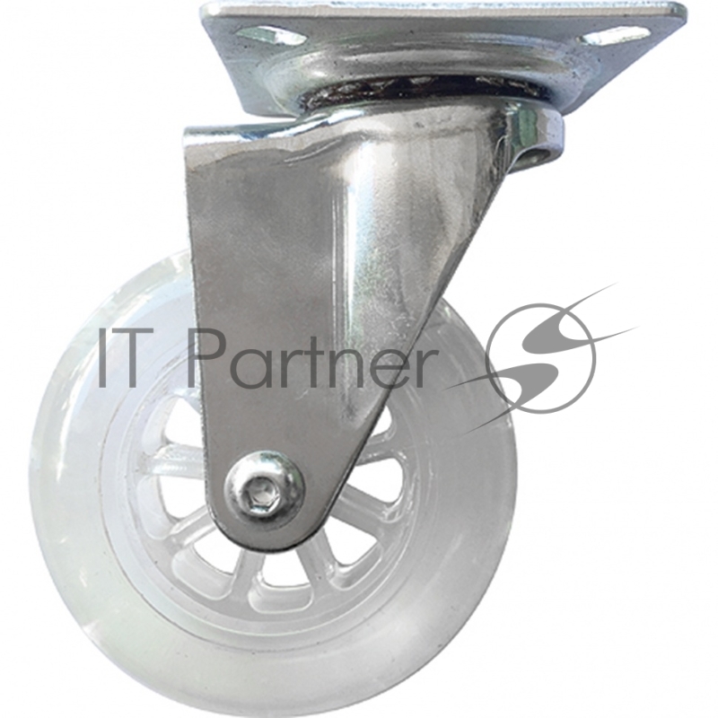 Колесо ПУ прозрачное поворотное d-75мм, крепление платформенное// Сибртех