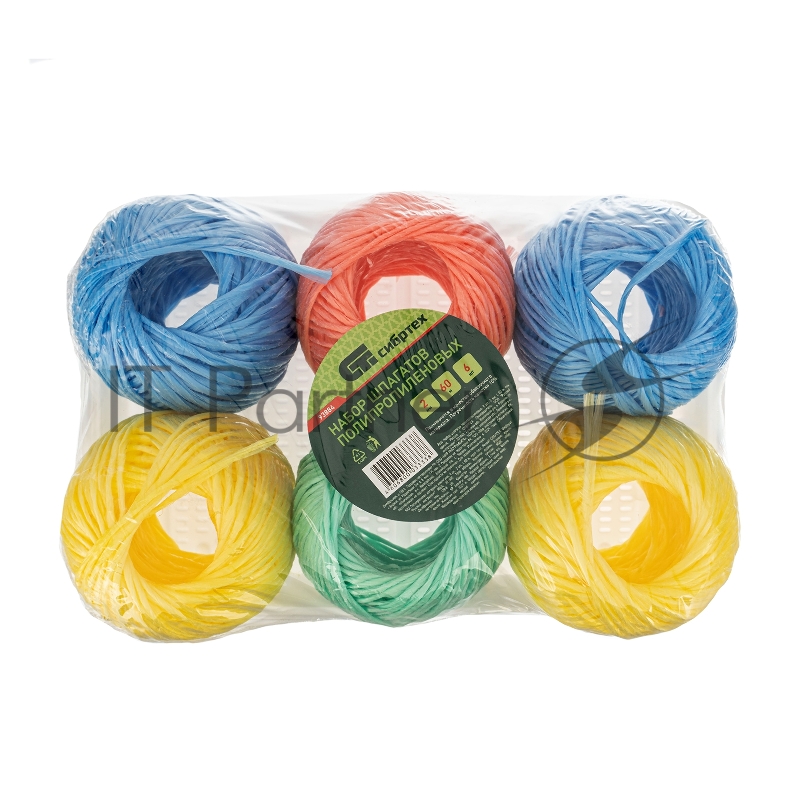 Набор шпагатов полипропиленовых, 6 шт., 2 мм, L 60 м, MIX цветов, Россия// Сибртех
