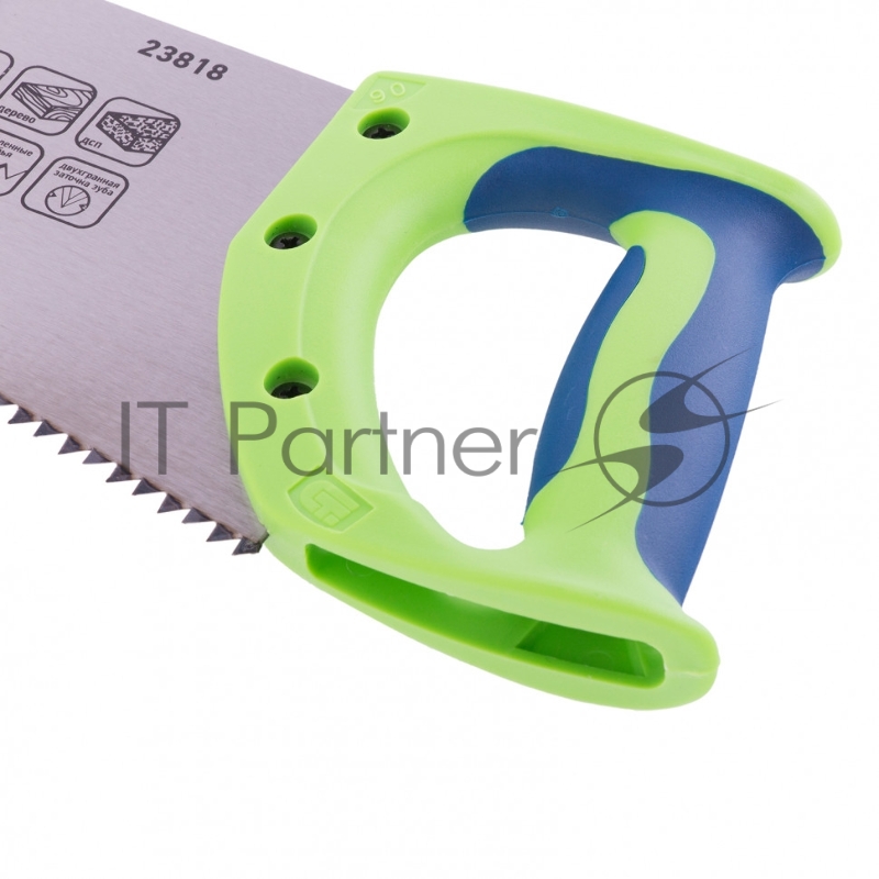 Ножовка по дереву Зубец, 500 мм, шаг зуба 6.5мм, зуб 2D, калёный зуб, 2-х комп. рукоятка// Сибртех