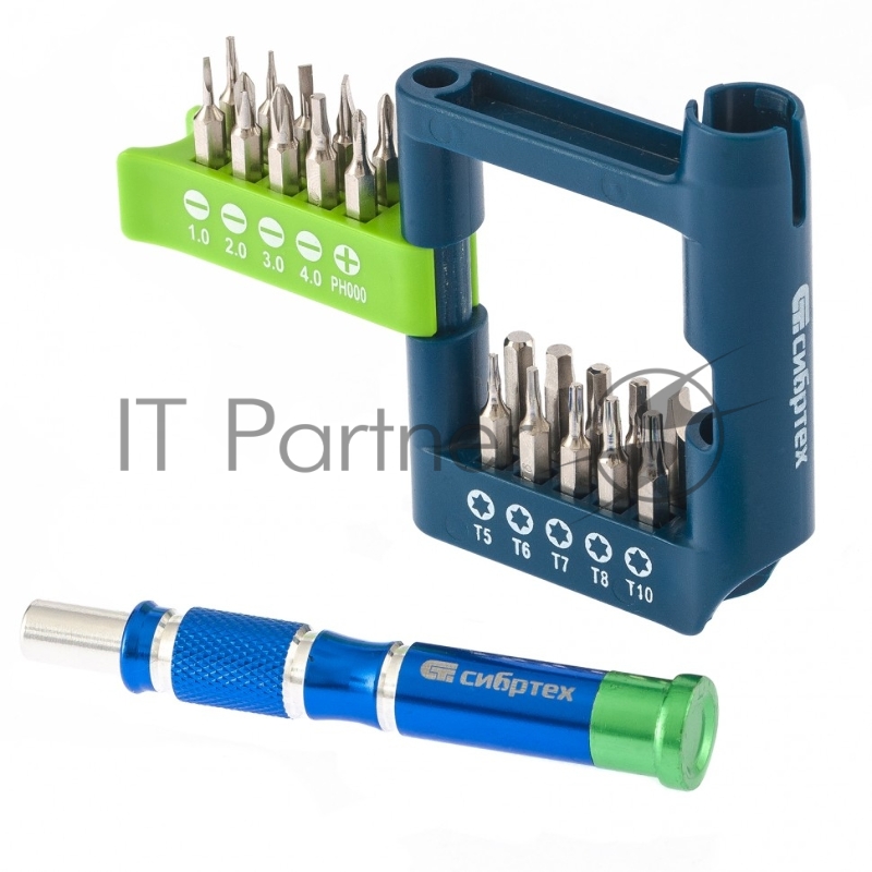 Отвёртка для точных работ с набором бит, 21 шт., CrV// Сибртех