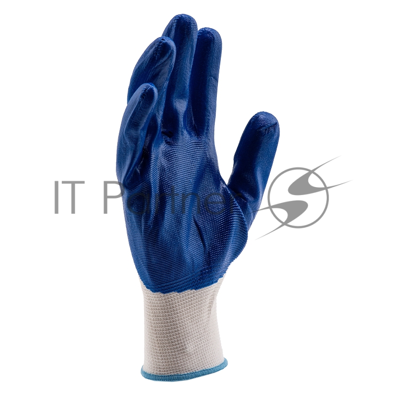 Перчатки полиэфирные с синим нитрильным покрытием, размер L, 15 класс вязки// Сибртех