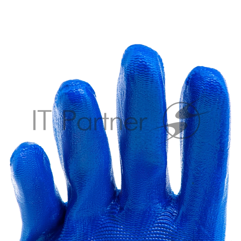 Перчатки полиэфирные с синим нитрильным покрытием, размер L, 15 класс вязки// Сибртех