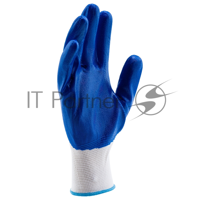 Перчатки полиэфирные с синим нитрильным покрытием, размер L, 15 класс вязки// Сибртех