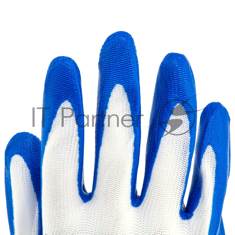 Перчатки полиэфирные с синим нитрильным покрытием, размер L, 15 класс вязки// Сибртех