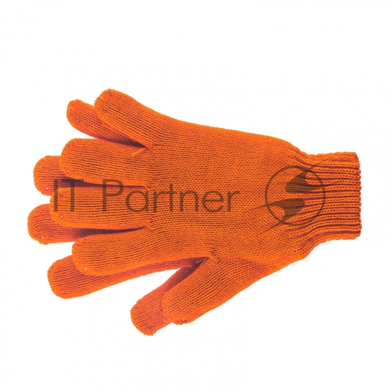 Перчатки трикотажные, акрил, двойные, цвет: оранжевый, двойная манжета, Россия// Сибртех