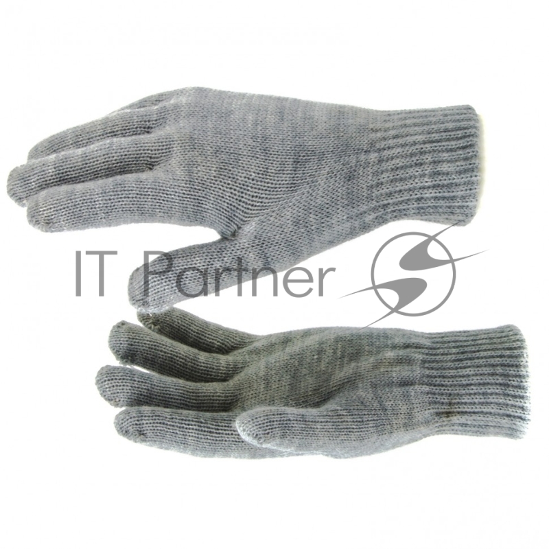 Перчатки трикотажные, акрил, двойные, цвет: серая туча, двойная манжета, Россия// Сибртех