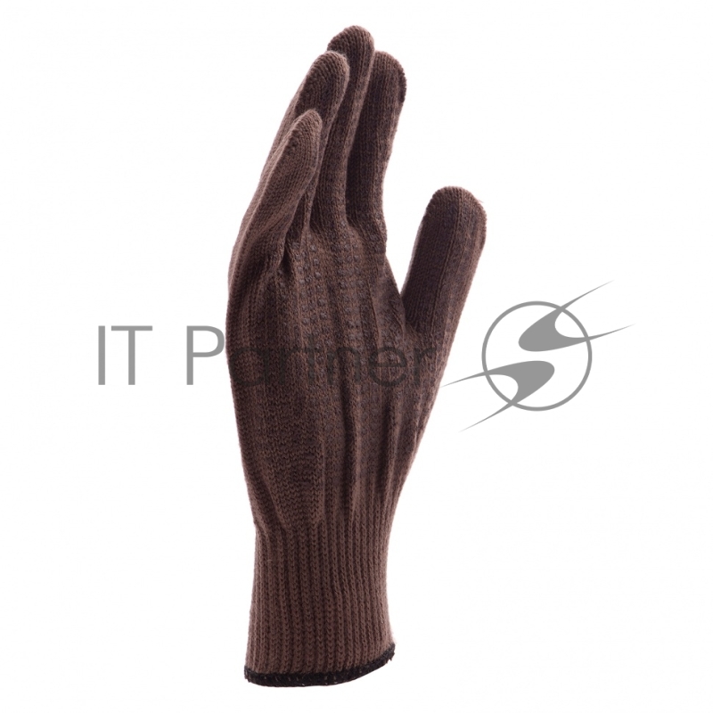 Перчатки трикотажные, акрил, ПВХ гель Протектор, коричневые, оверлок, Россия// Сибртех