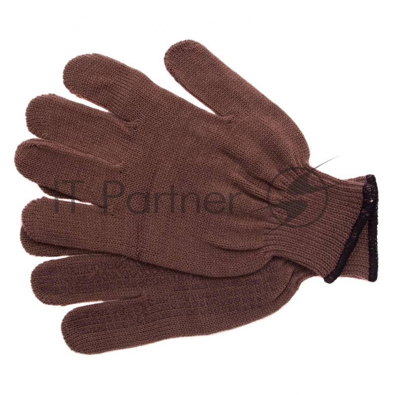Перчатки трикотажные, акрил, ПВХ гель Протектор, коричневые, оверлок, Россия// Сибртех