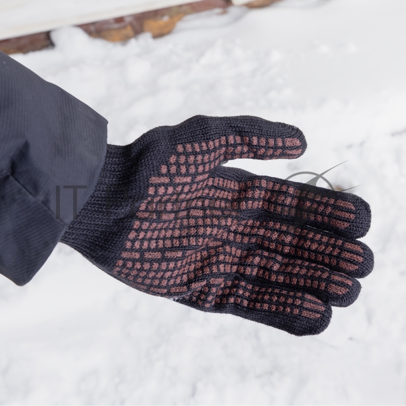 Перчатки трикотажные, акрил, ПВХ гель Протектор, чёрные, оверлок, Россия// Сибртех