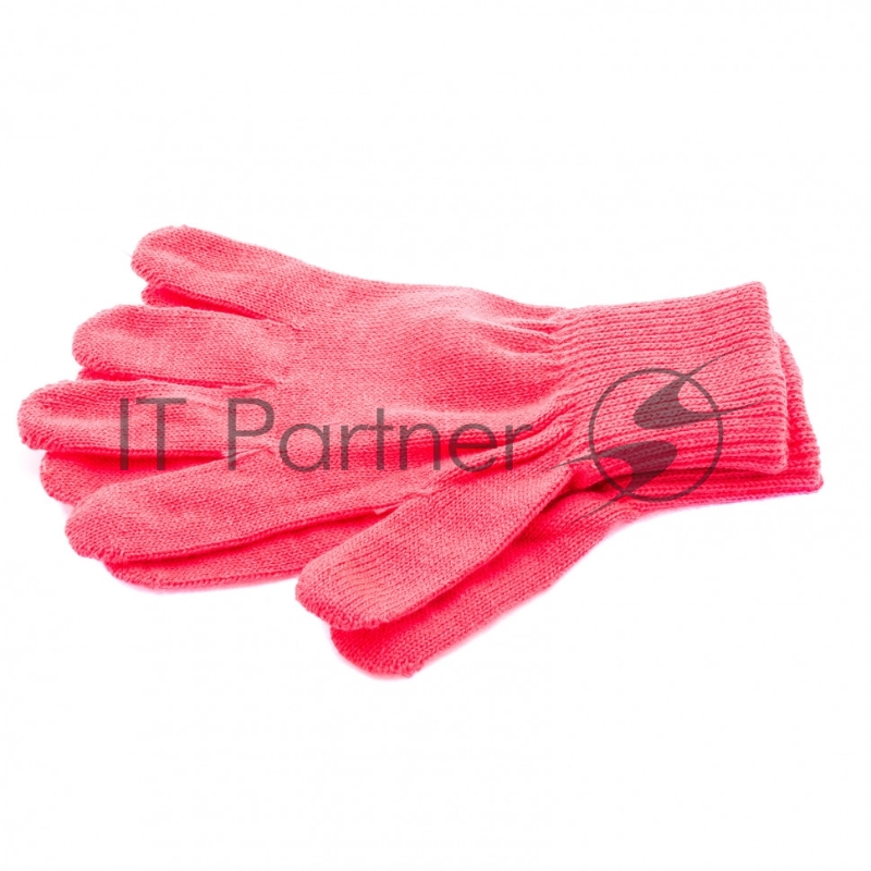 Перчатки трикотажные, акрил, цвет: коралл, двойная манжета, Россия// СИБРТЕХ