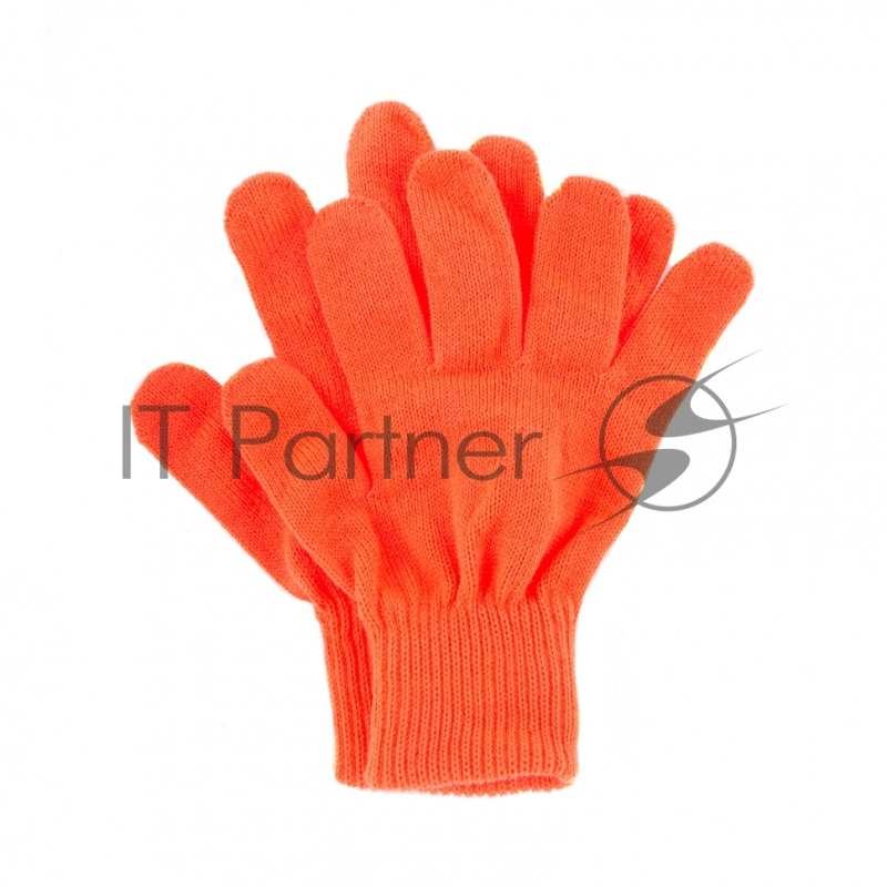 Перчатки трикотажные, акрил, цвет: оранжевый, двойная манжета, Россия// СИБРТЕХ