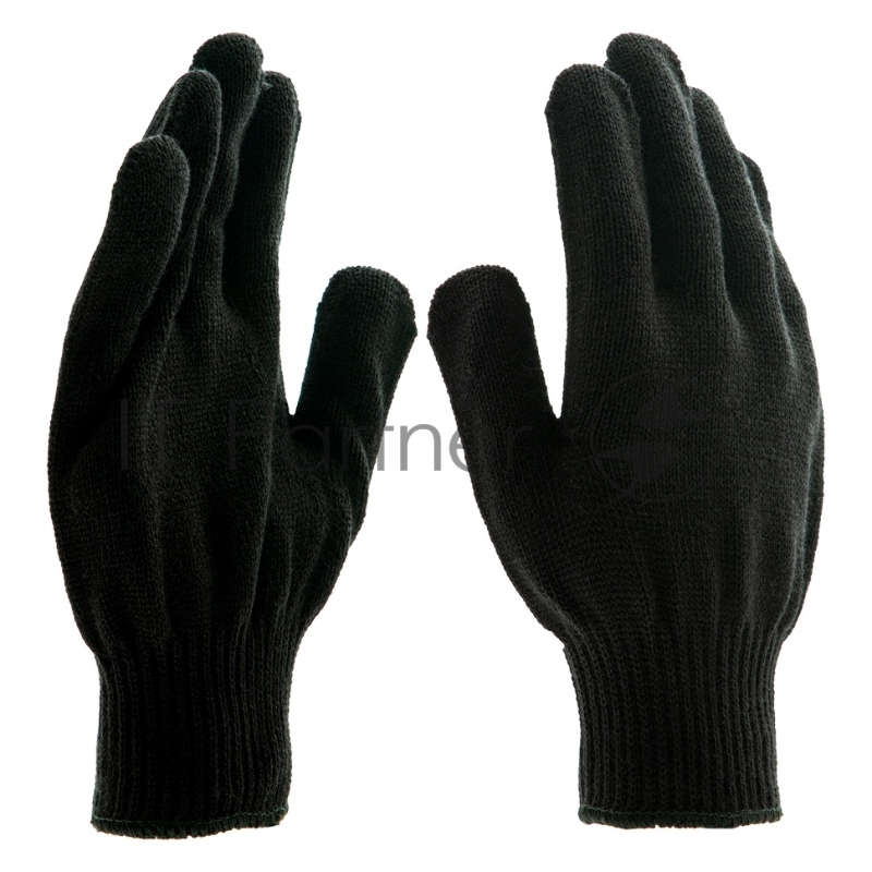 Перчатки трикотажные, акрил, цвет: чёрный, оверлок, Россия// Сибртех