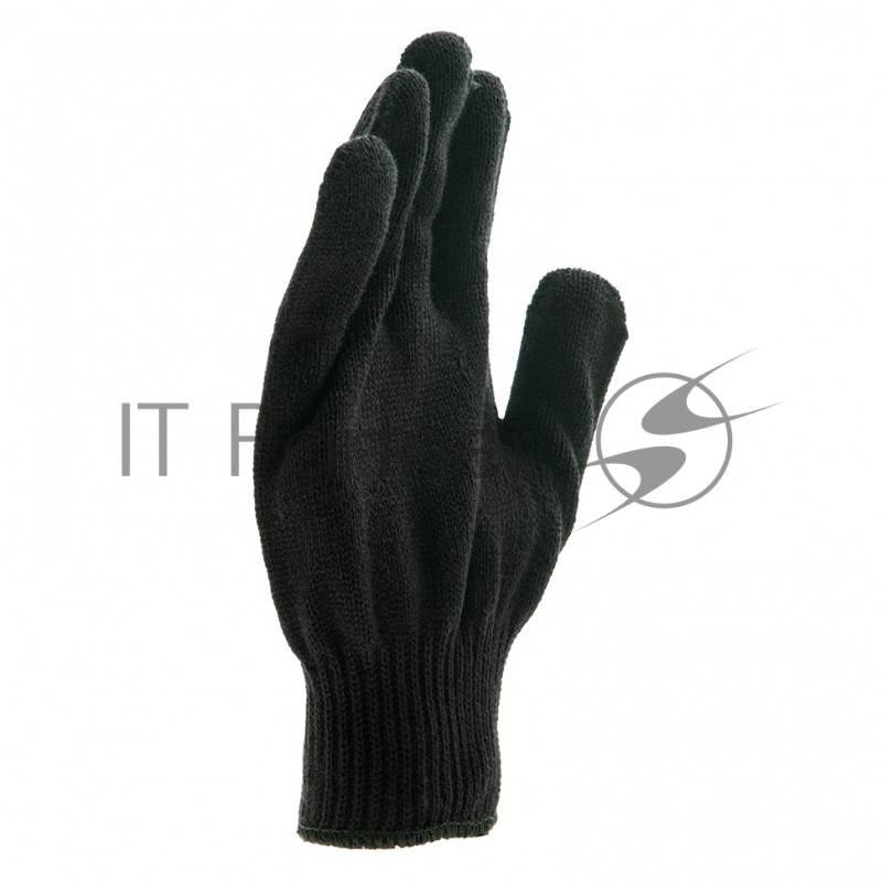 Перчатки трикотажные, акрил, цвет: чёрный, оверлок, Россия// Сибртех
