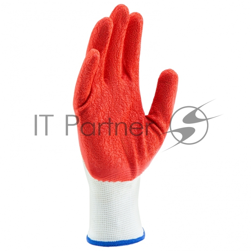 Перчатки трикотажные полиэфирные, латексное рельефное покрытие, Россия// Сибртех