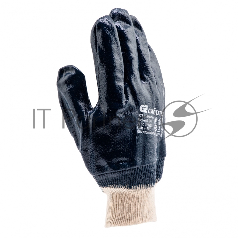 Перчатки трикотажные с обливом из бутадиен-нитрильного каучука, манжет, L// Сибртех