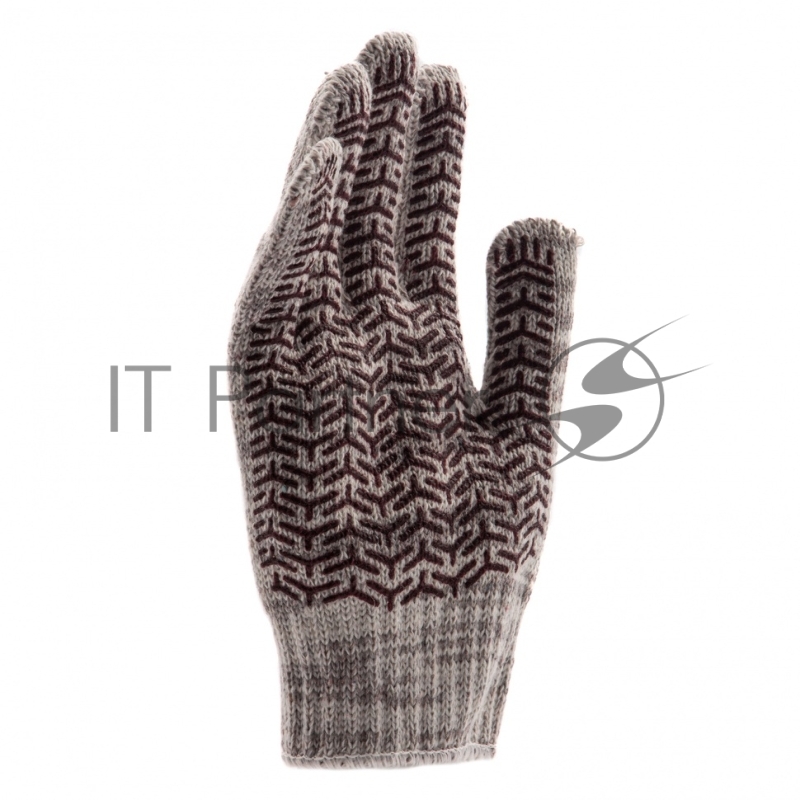 Перчатки трикотажные усиленные, гелевое ПВХ-покрытие, 7 класс, бело-серый меланж, Россия// Сибртех