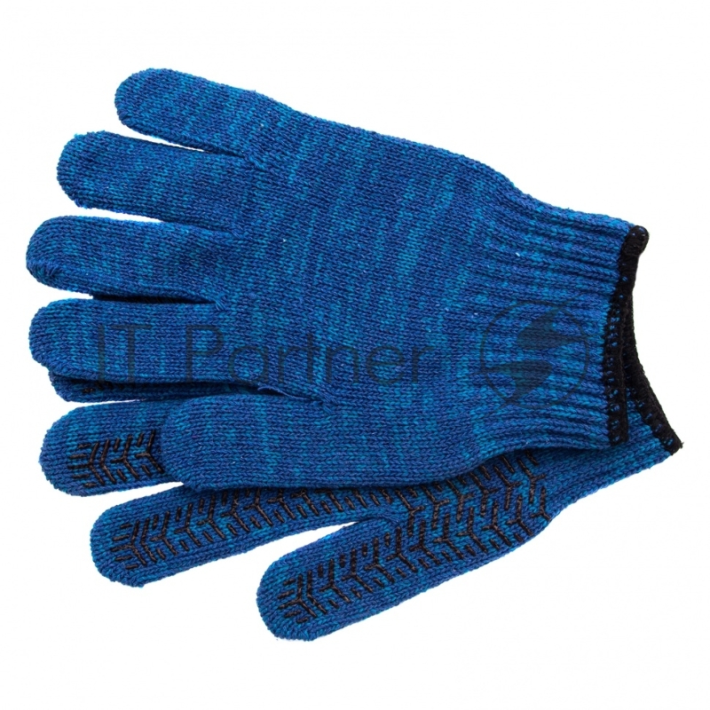 Перчатки трикотажные усиленные, гелевое ПВХ-покрытие, 7 класс, синие, Россия// Сибртех