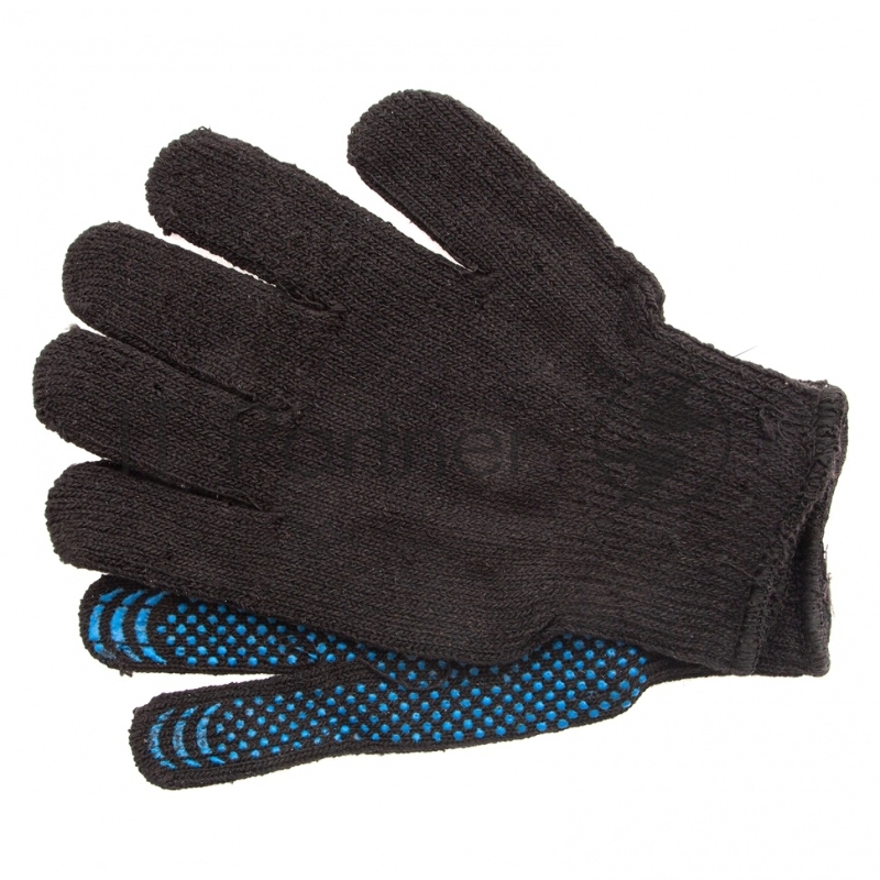 Перчатки трикотажные хлопкоэфирные плюшевые, ПВХ точка, 7 класс, Россия// Сибртех