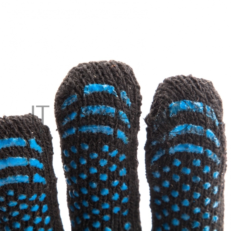 Перчатки трикотажные хлопкоэфирные плюшевые, ПВХ точка, 7 класс, Россия// Сибртех