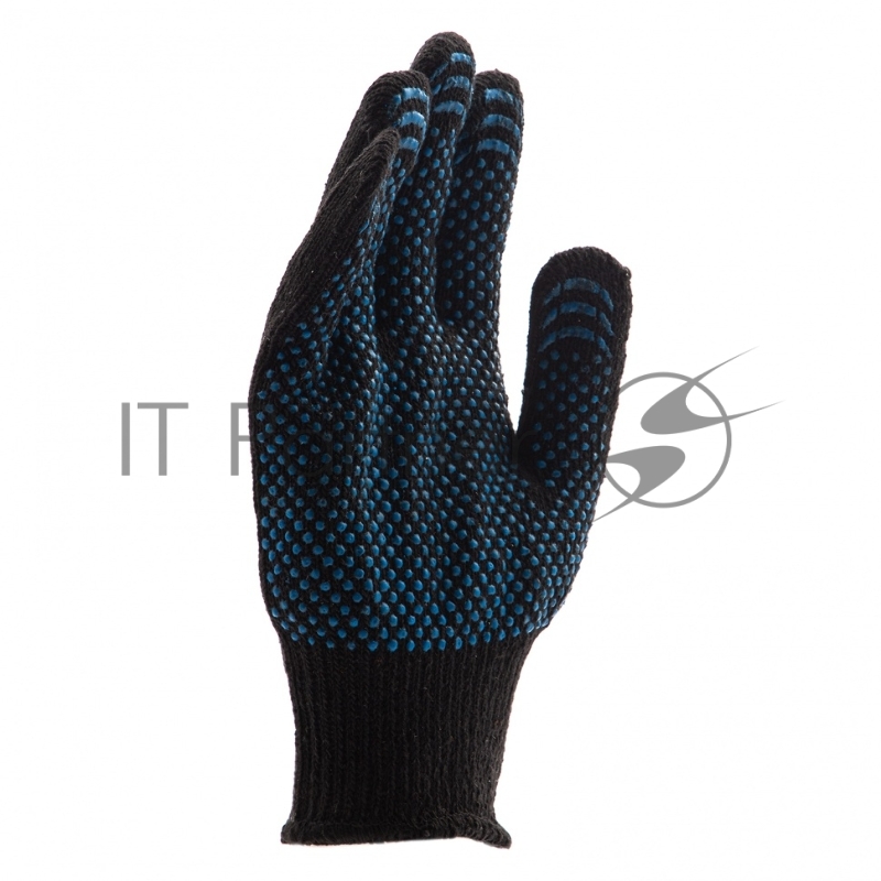 Перчатки трикотажные хлопкоэфирные плюшевые, ПВХ точка, 7 класс, Россия// Сибртех