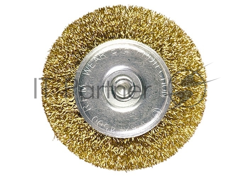 Щетка для дрели, 40 мм, плоская со шпилькой, латунированная витая проволока// Matrix