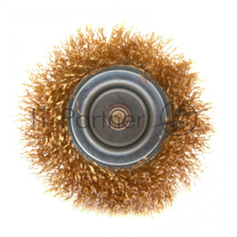 Щетка для дрели, 75 мм, чашка со шпилькой, латунированная витая проволока// Matrix