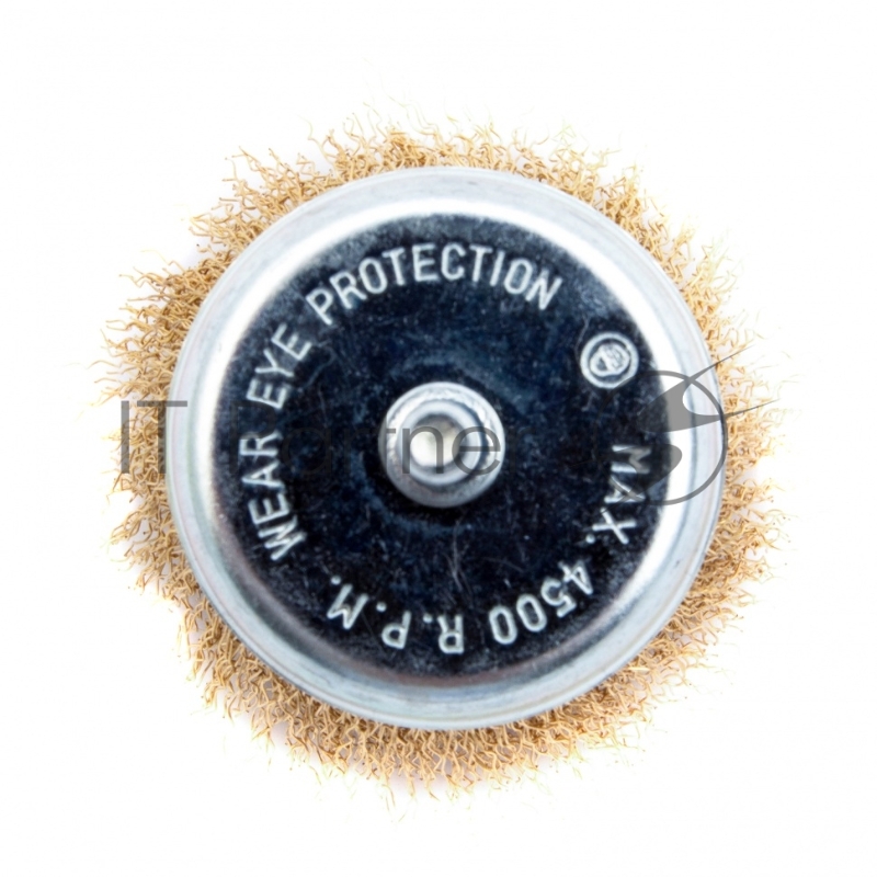 Щетка для дрели, 75 мм, чашка со шпилькой, латунированная витая проволока// Matrix