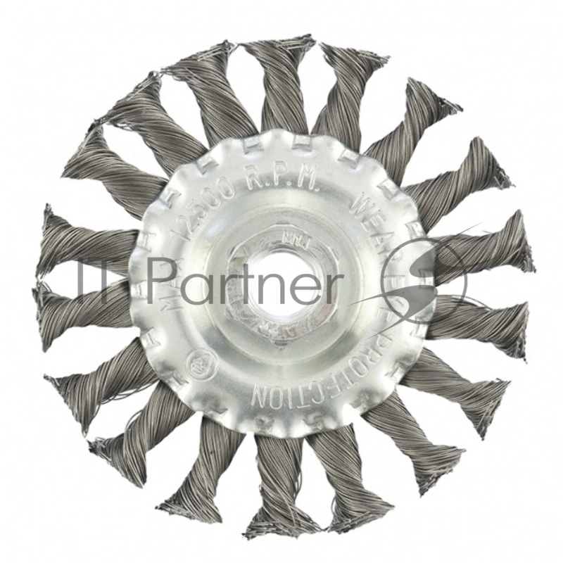 Щетка для УШМ, 100 мм, М14, Плоская, крученая проволока 0,35 мм// Matrix