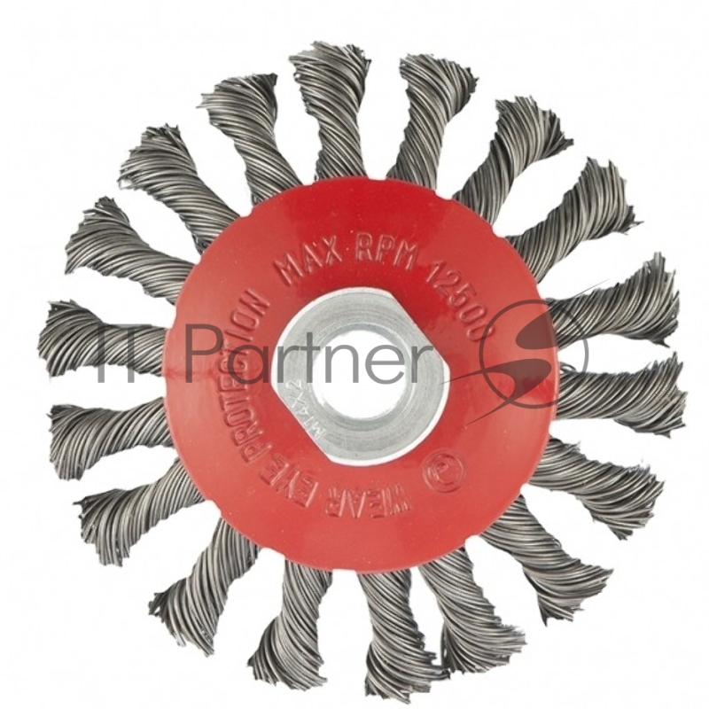 Щетка для УШМ, 100 мм, М14, Тарелка, крученая проволока 0,5 мм// Matrix