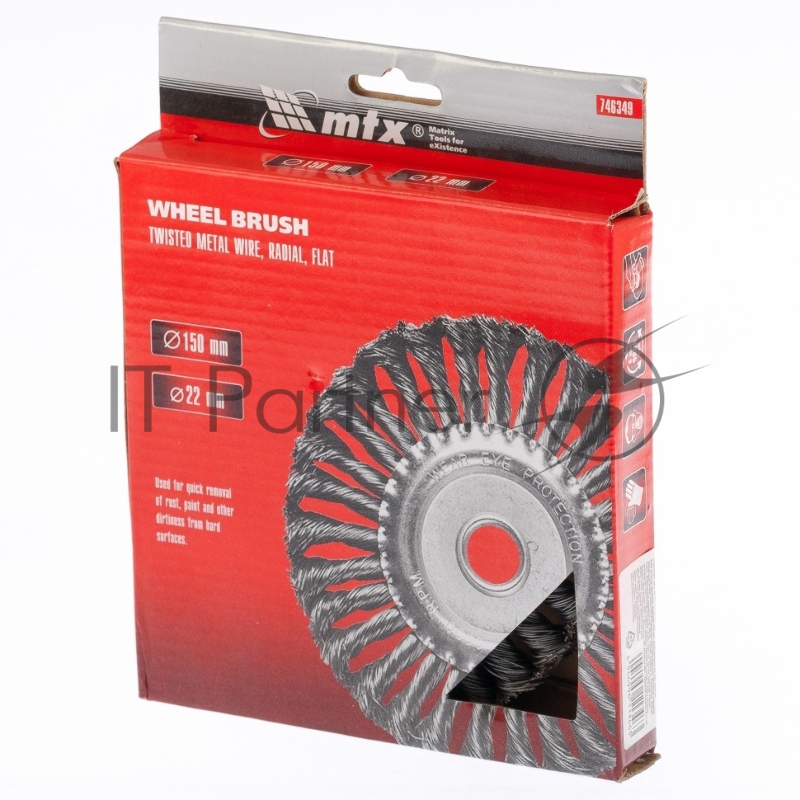 Щетка для УШМ, 150 мм, посадка 22,2 мм, Плоская, крученая проволока 0,5 мм// Matrix