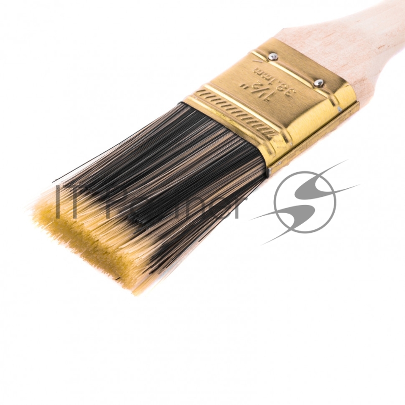 Кисть плоская 1.5, жесткая золотистая искусственная щетина, деревянная ручка// MTX