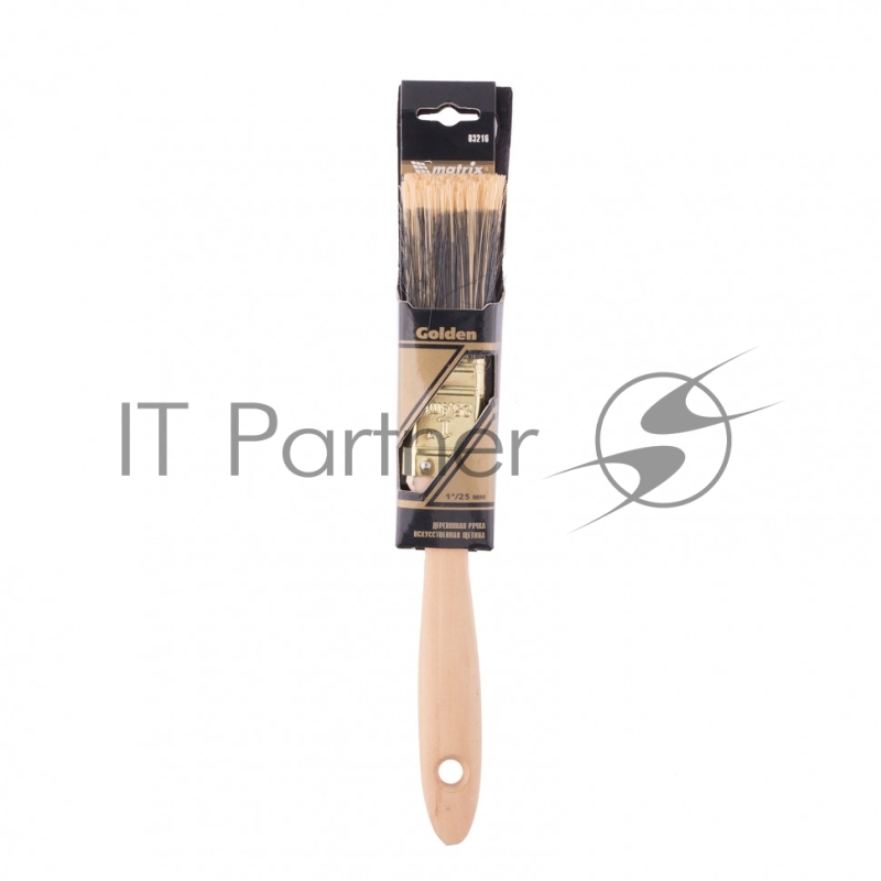 Кисть плоская 1, жесткая золотистая искусственная щетина, деревянная ручка// MTX