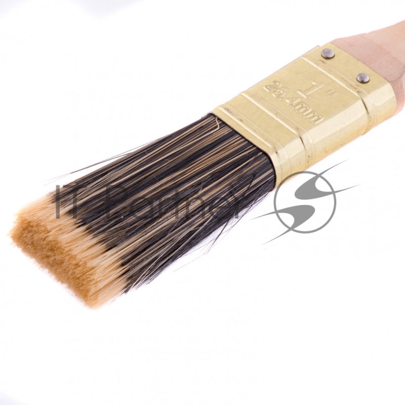 Кисть плоская 1, жесткая золотистая искусственная щетина, деревянная ручка// MTX