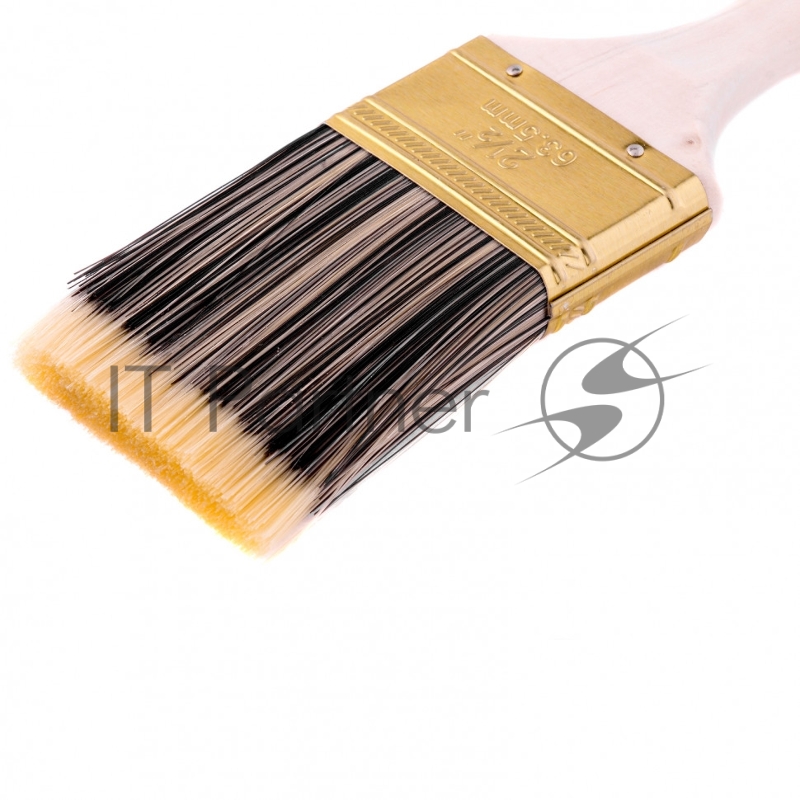 Кисть плоская 2.5, жесткая золотистая искусственная щетина, деревянная ручка// MTX