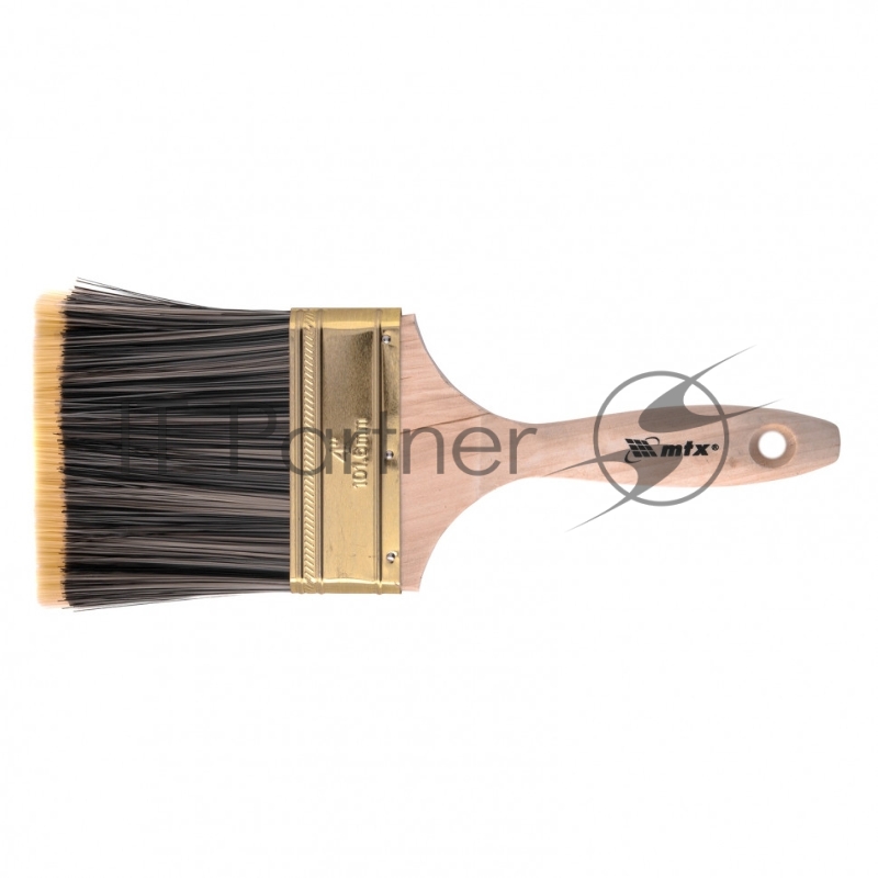 Кисть плоская 4, жесткая золотистая искусственная щетина, деревянная ручка// MTX