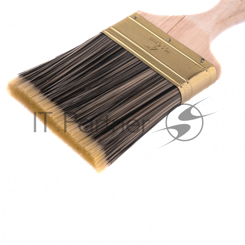 Кисть плоская 4, жесткая золотистая искусственная щетина, деревянная ручка// MTX