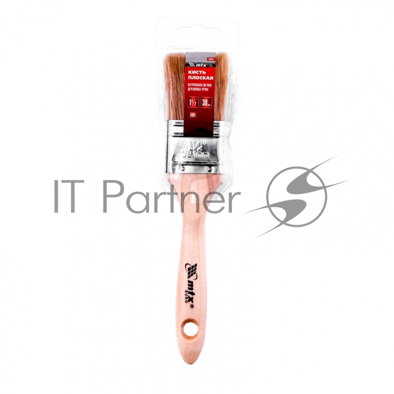 Кисть плоская Евро 1,5, натуральная щетина, деревянная ручка// MTX