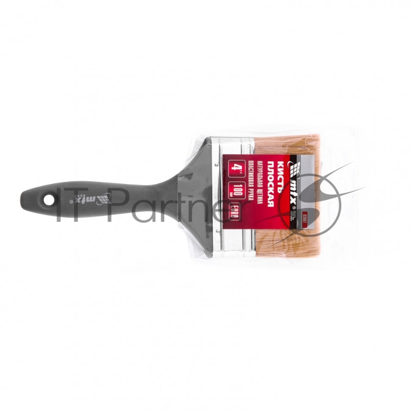 Кисть плоская Евро 4, натуральная щетина, пластмассовая ручка// MTX